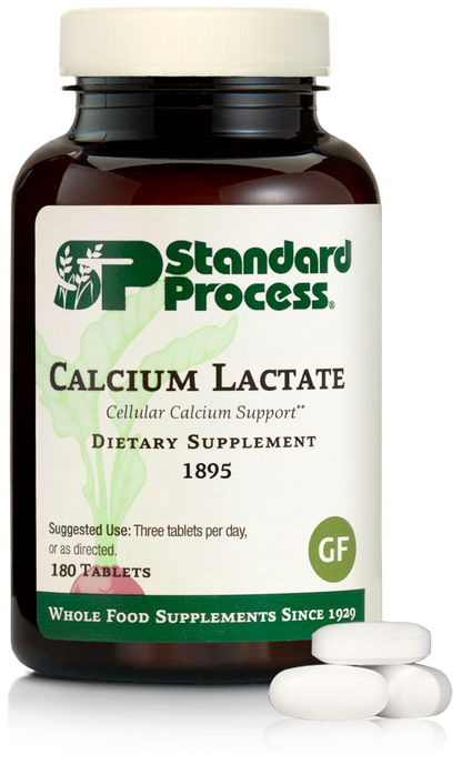 An image of a bottle of Calcium Lactate, 180 tablets.