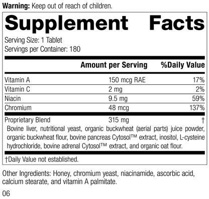 Chromium Complex, 180 Tablets, Rev 03 Supplement Facts