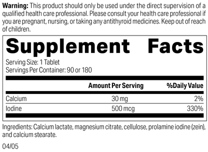 Prolamine Iodine, 90 Tablets, Rev 03 Supplement Facts